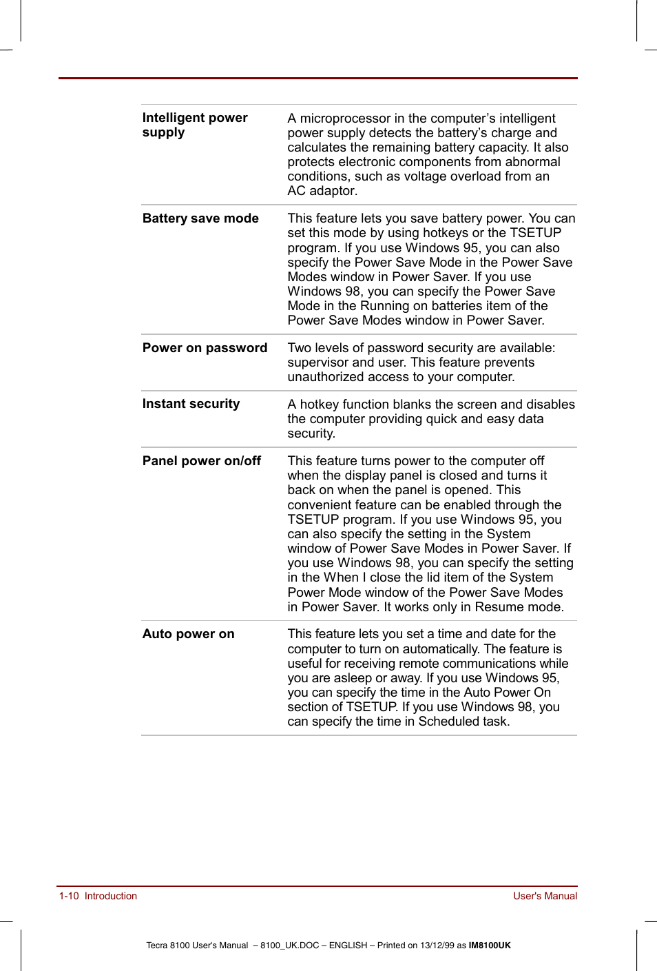 Toshiba Tecra 8100 User Manual | Page 30 / 226