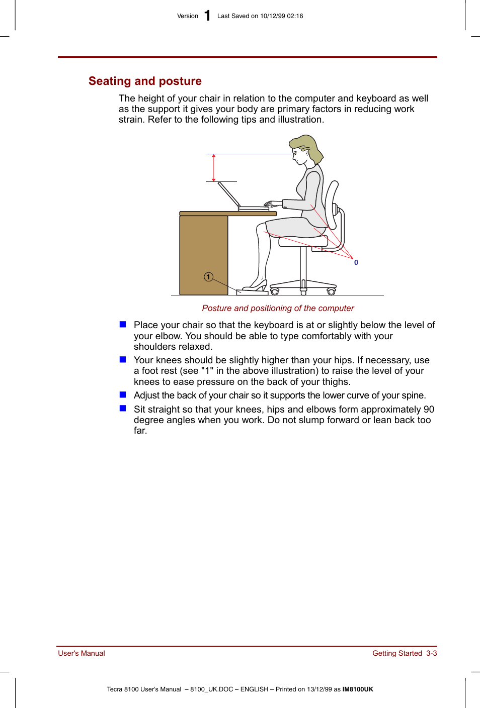 Seating and posture -3, Seating and posture | Toshiba Tecra 8100 User Manual | Page 53 / 226