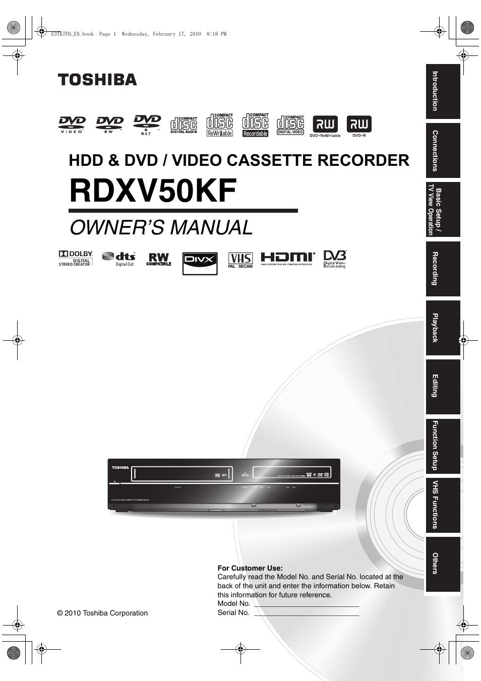 Toshiba RDXV50 User Manual | 84 pages