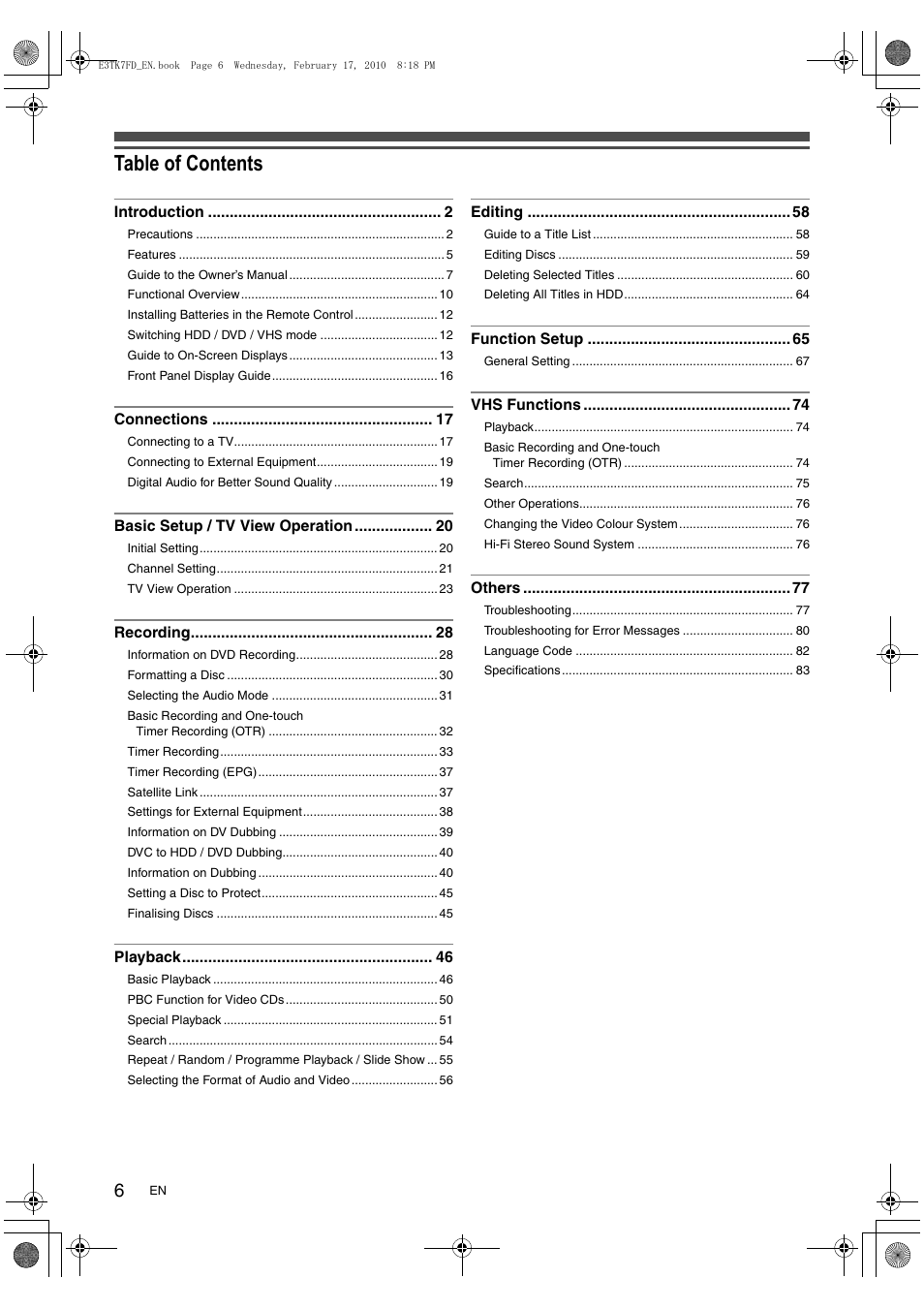 Toshiba RDXV50 User Manual | Page 6 / 84