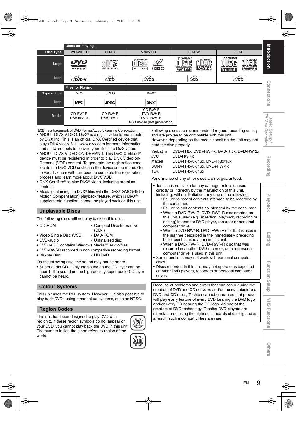 Toshiba RDXV50 User Manual | Page 9 / 84