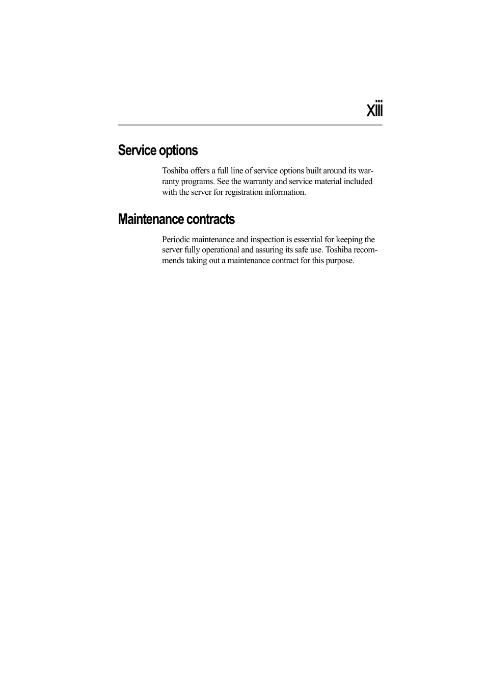 Service options, Maintenance contracts, Xiii | Toshiba Magnia Z500 User Manual | Page 12 / 242