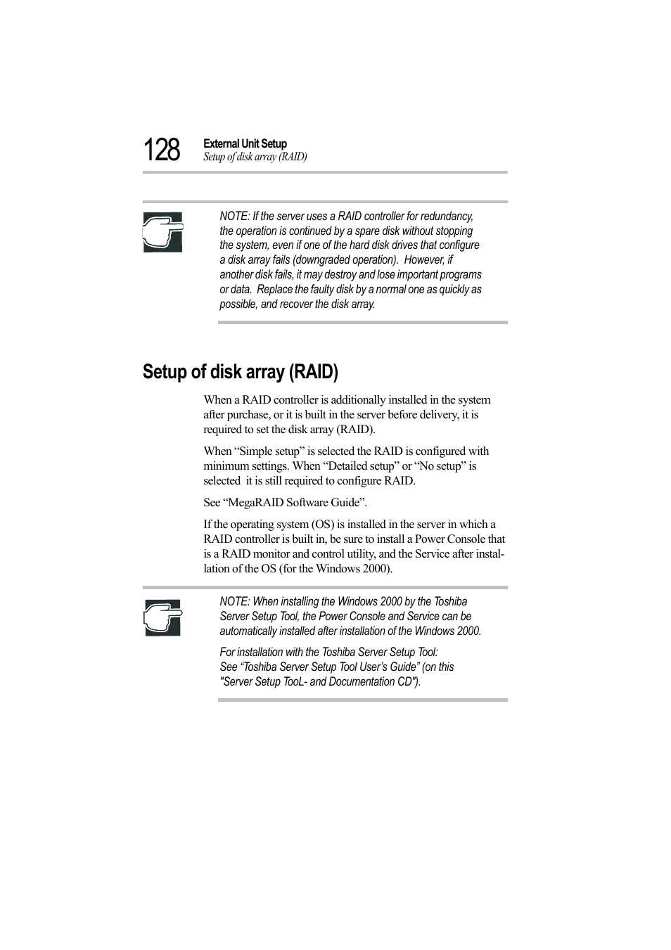 Setup of disk array (raid) | Toshiba Magnia Z500 User Manual | Page 147 / 242