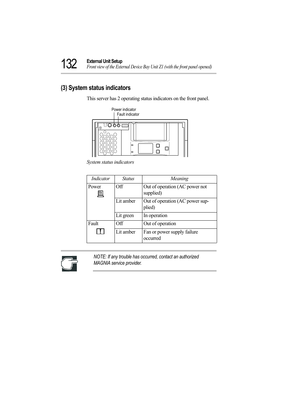 3) system status indicators, System status indicators | Toshiba Magnia Z500 User Manual | Page 151 / 242