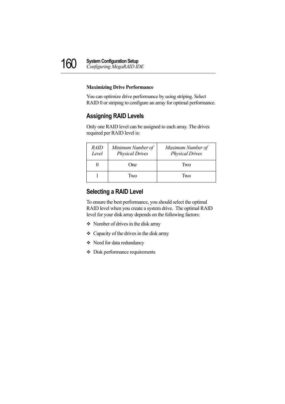 Assigning raid levels, Selecting a raid level | Toshiba Magnia Z500 User Manual | Page 179 / 242