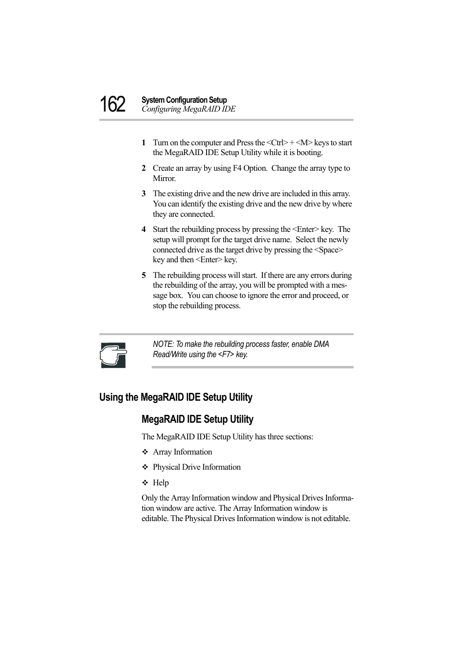 Using the megaraid ide setup utility, Megaraid ide setup utility | Toshiba Magnia Z500 User Manual | Page 181 / 242