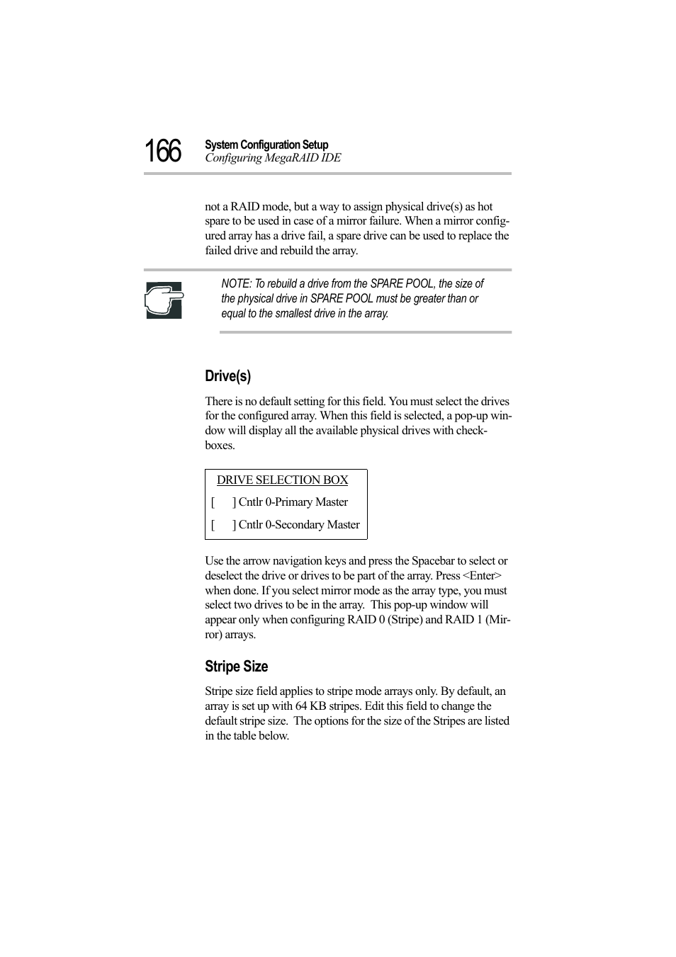 Drive(s), Stripe size | Toshiba Magnia Z500 User Manual | Page 185 / 242