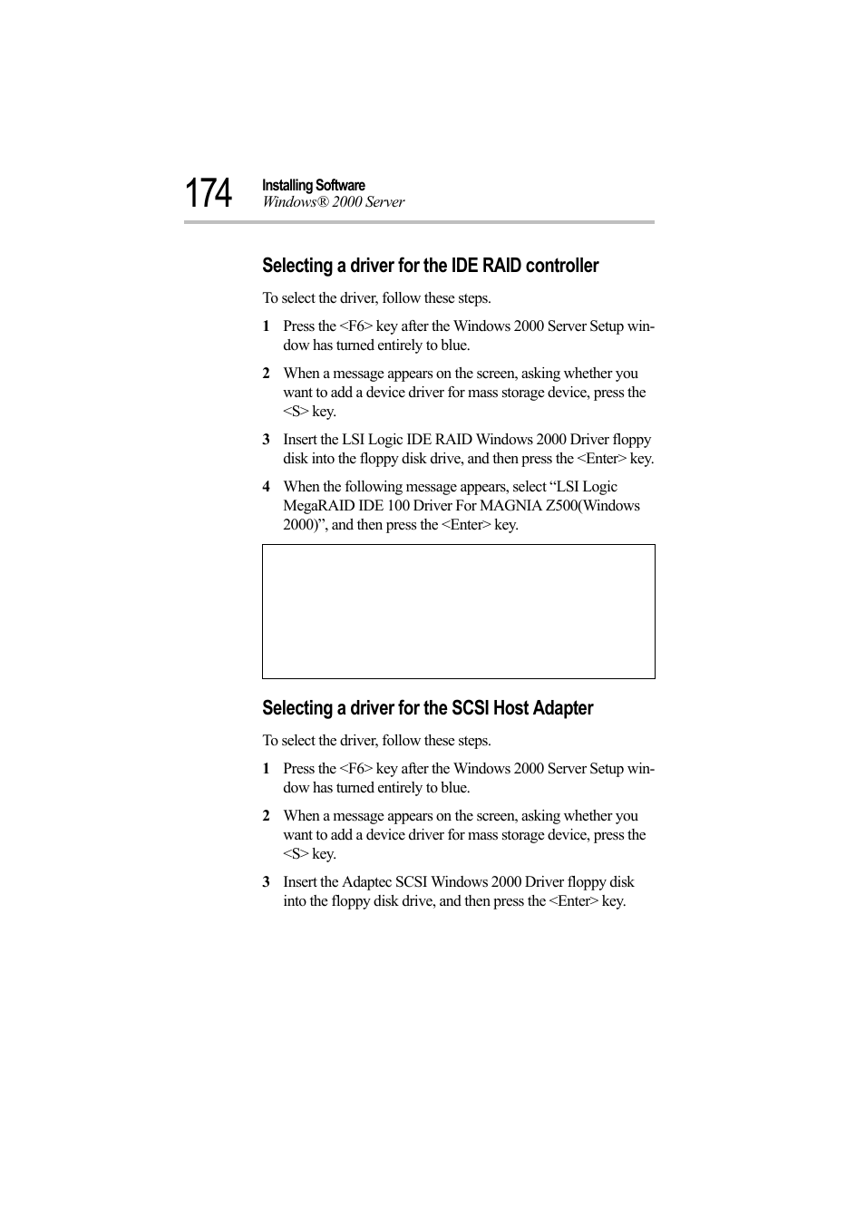 Selecting a driver for the ide raid controller, Selecting a driver for the scsi host adapter | Toshiba Magnia Z500 User Manual | Page 192 / 242