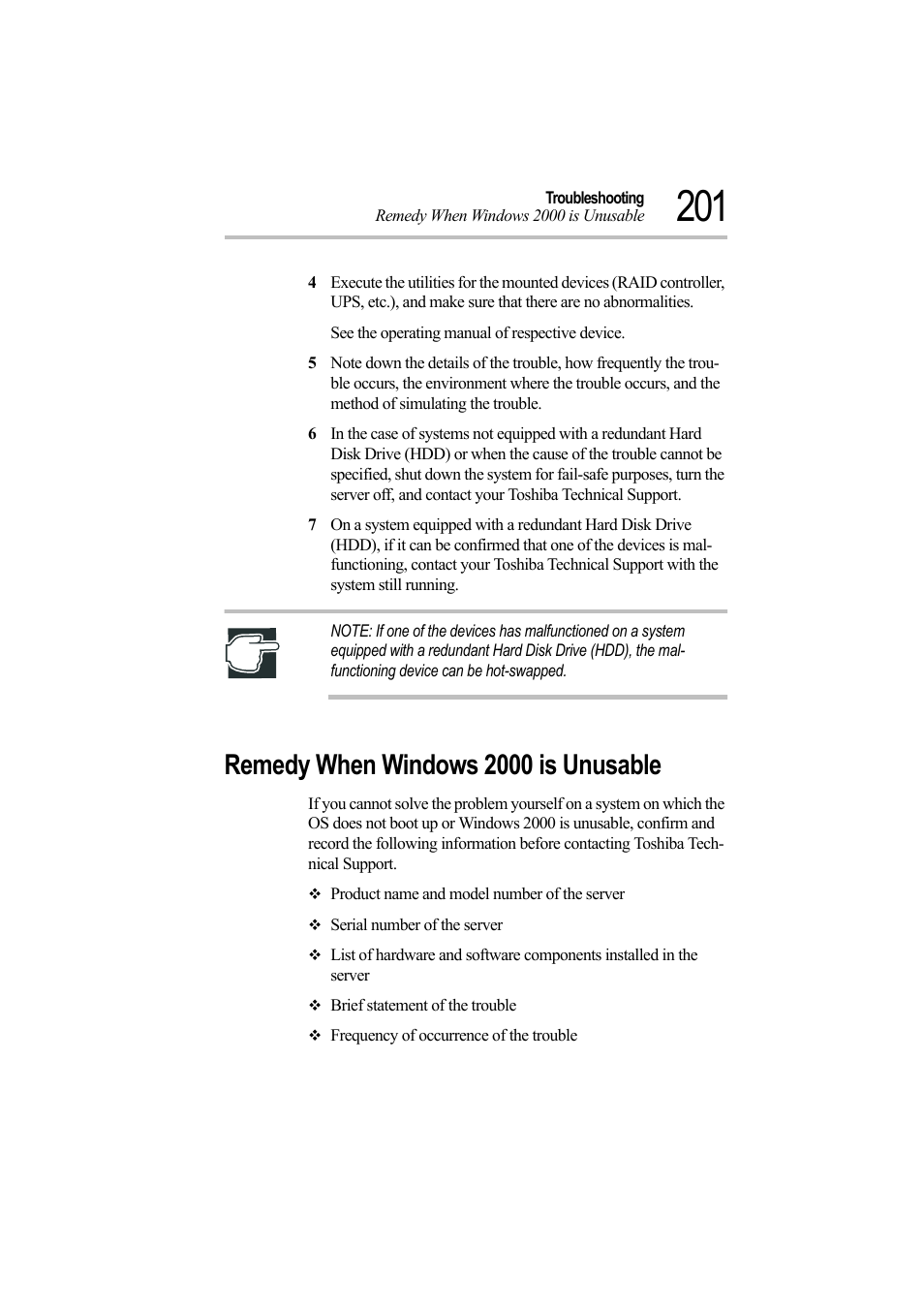 Remedy when windows 2000 is unusable | Toshiba Magnia Z500 User Manual | Page 218 / 242