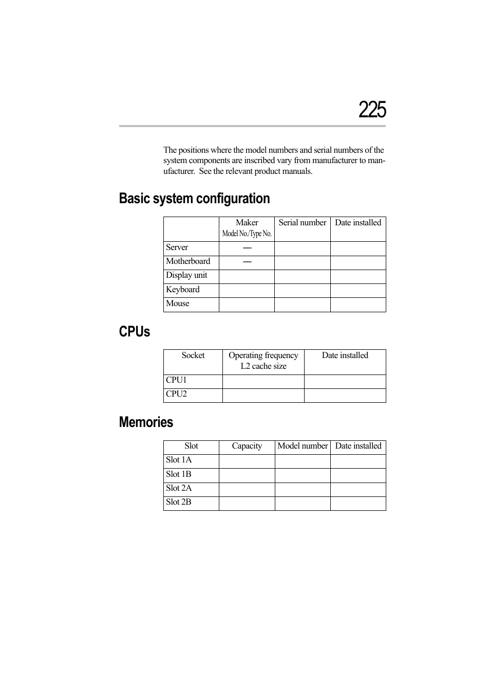 Basic system configuration, Cpus, Memories | Basic system configuration cpus memories | Toshiba Magnia Z500 User Manual | Page 240 / 242