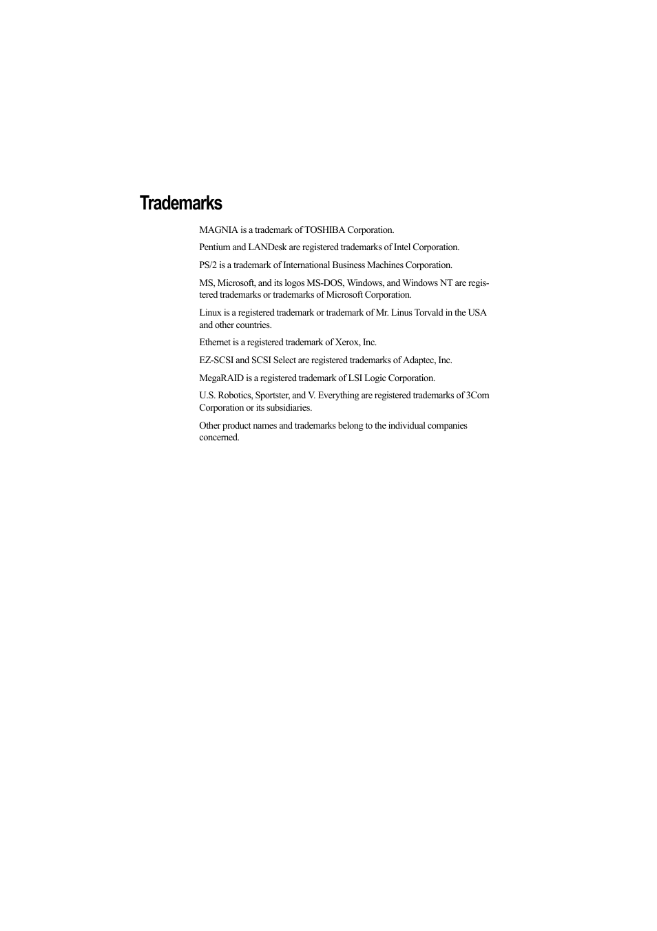 Trademarks | Toshiba Magnia Z500 User Manual | Page 6 / 242