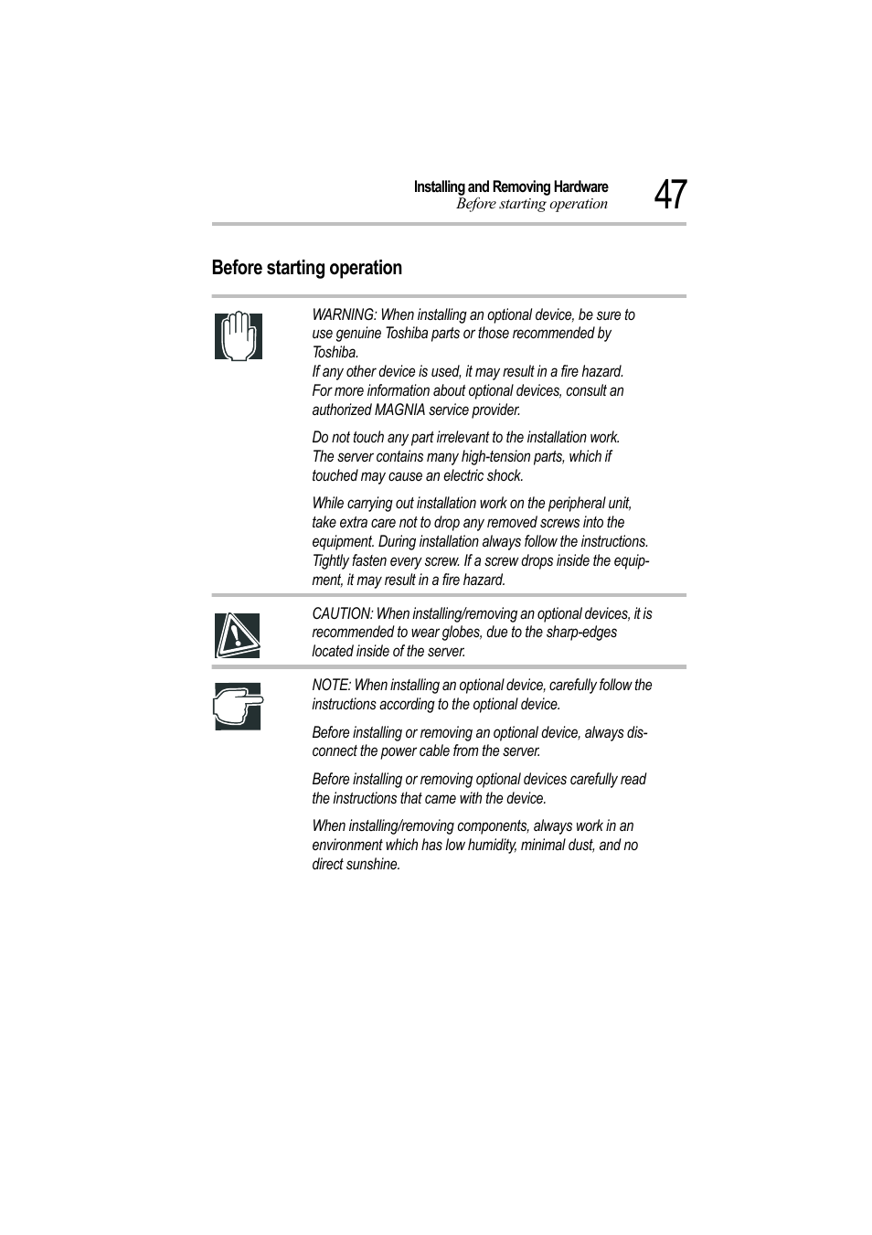 Before starting operation | Toshiba Magnia Z500 User Manual | Page 66 / 242