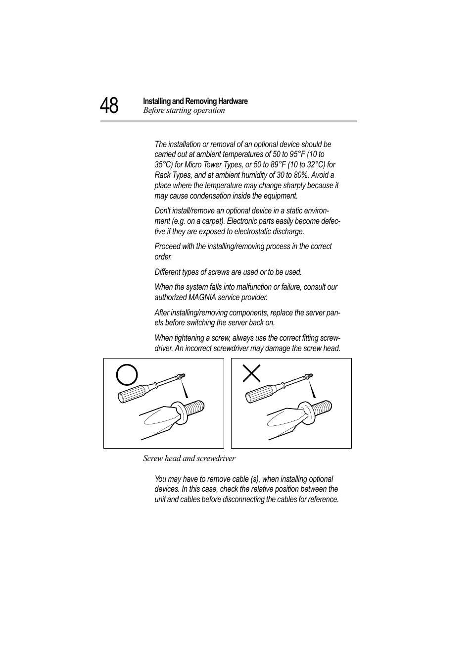 Screw head and screwdriver | Toshiba Magnia Z500 User Manual | Page 67 / 242