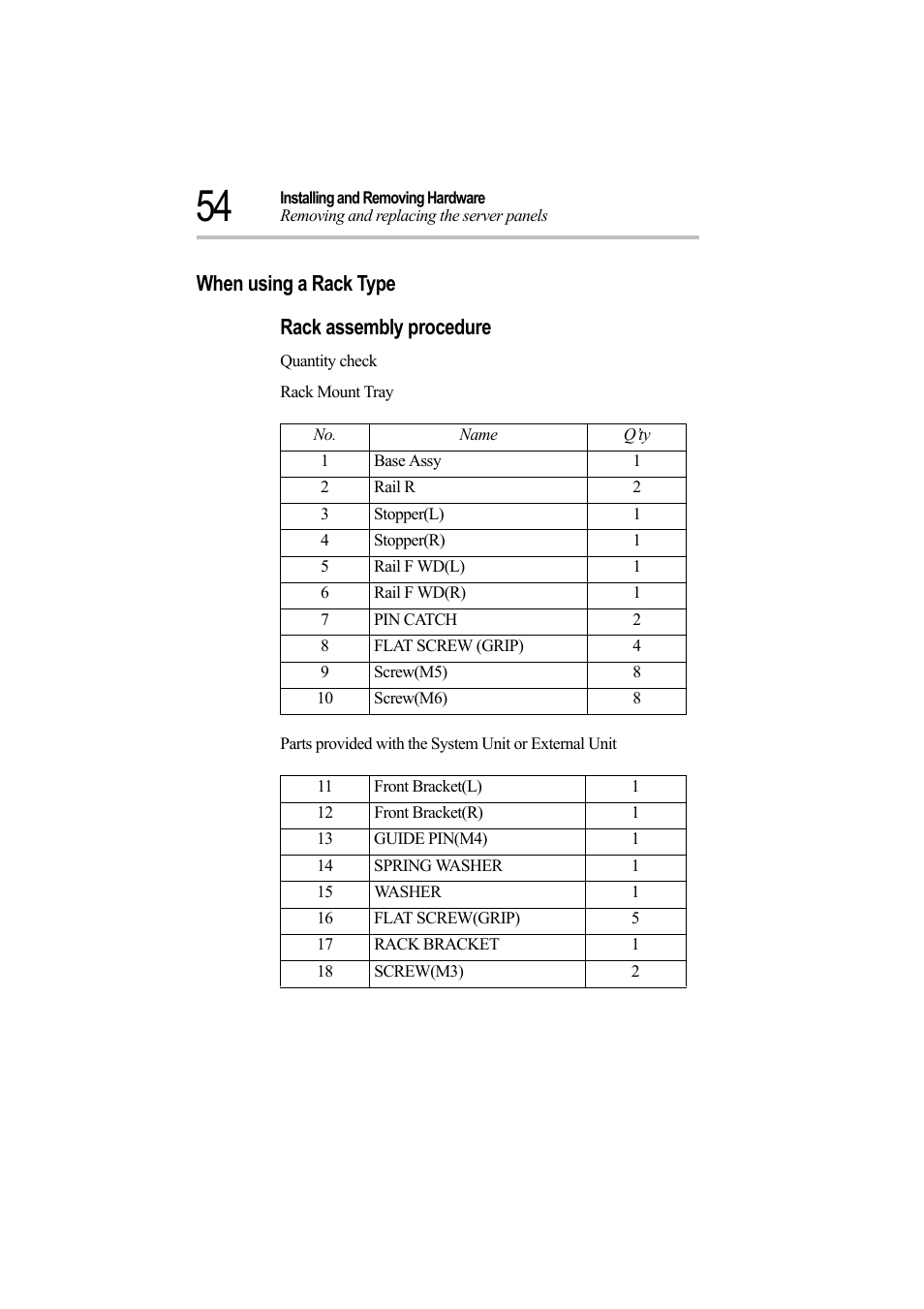 When using a rack type, Rack assembly procedure, When using a rack type rack assembly procedure | Toshiba Magnia Z500 User Manual | Page 73 / 242