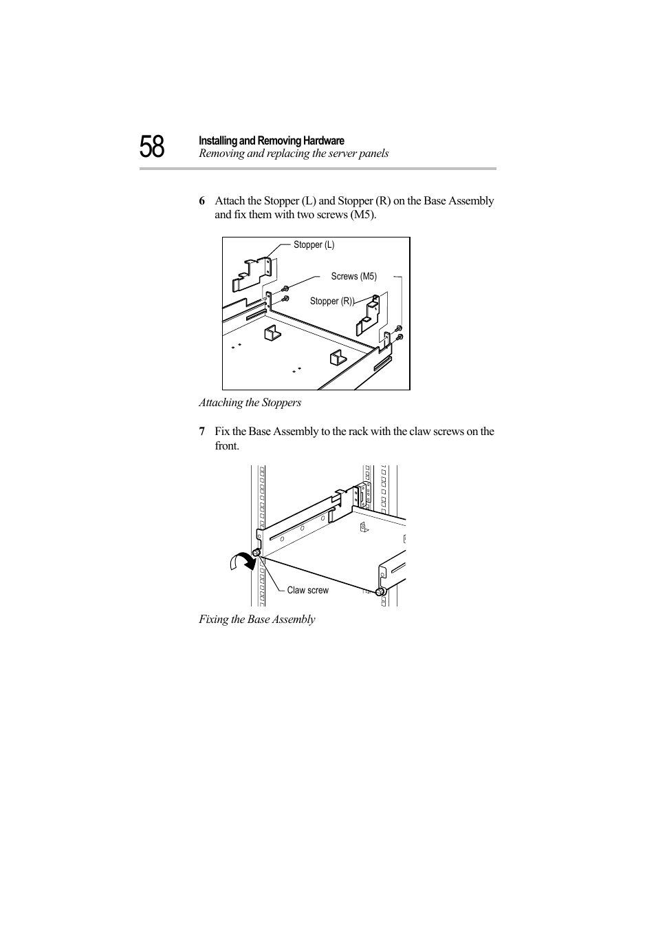 Attaching the stoppers, Fixing the base assembly | Toshiba Magnia Z500 User Manual | Page 77 / 242