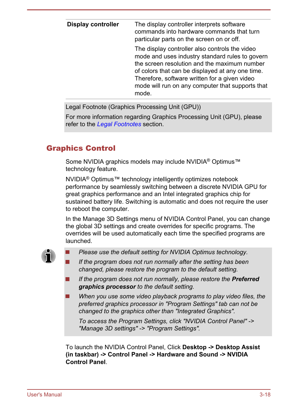 Graphics control | Toshiba Satellite P850 User Manual | Page 58 / 165