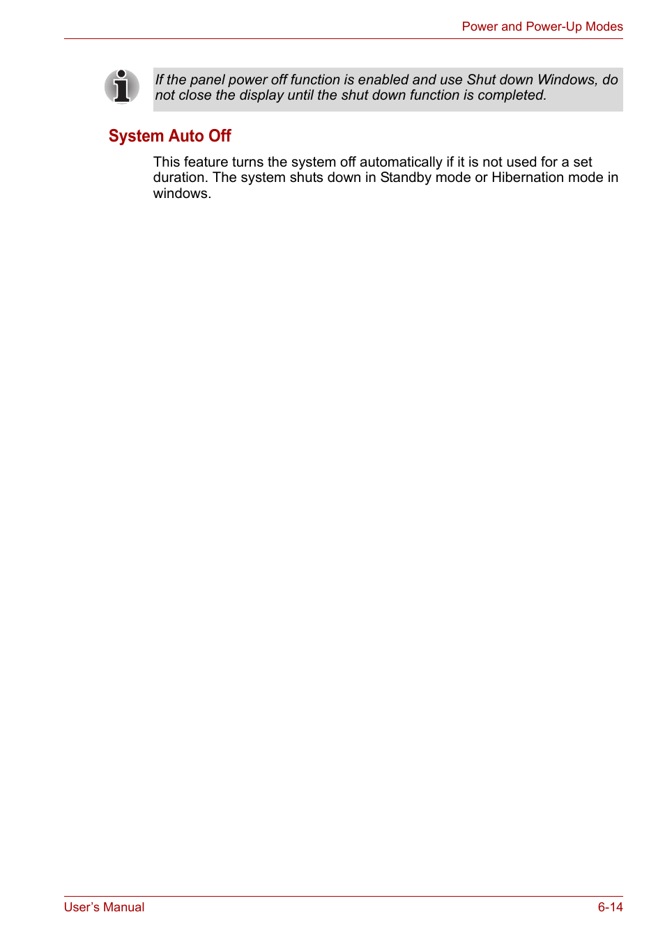 System auto off | Toshiba Tecra A7 User Manual | Page 106 / 186