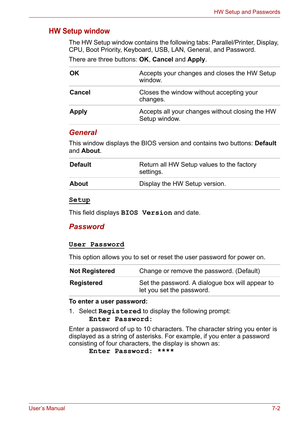 Hw setup window | Toshiba Tecra A7 User Manual | Page 108 / 186