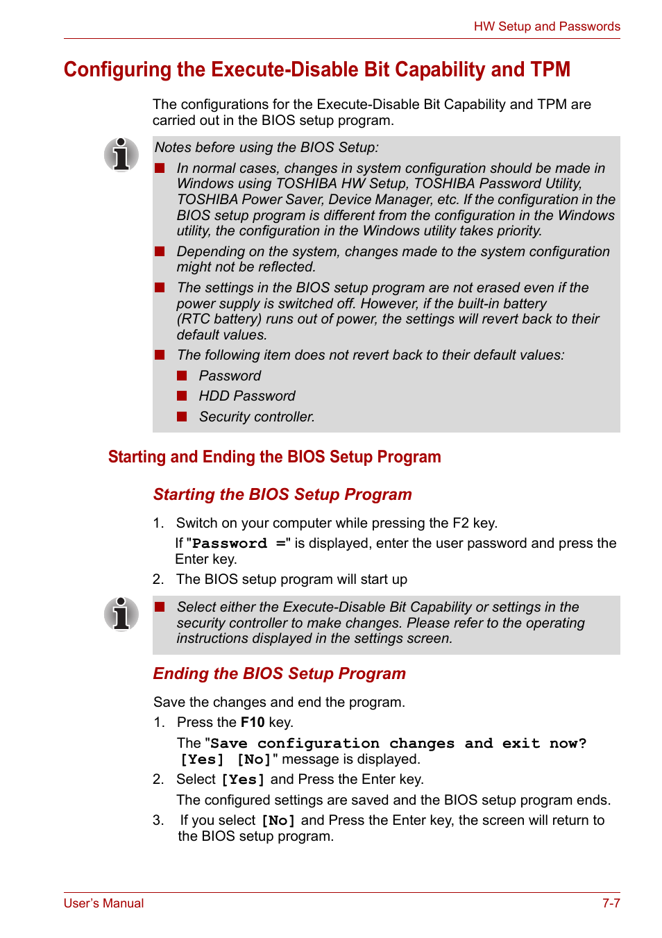 Starting and ending the bios setup program | Toshiba Tecra A7 User Manual | Page 113 / 186