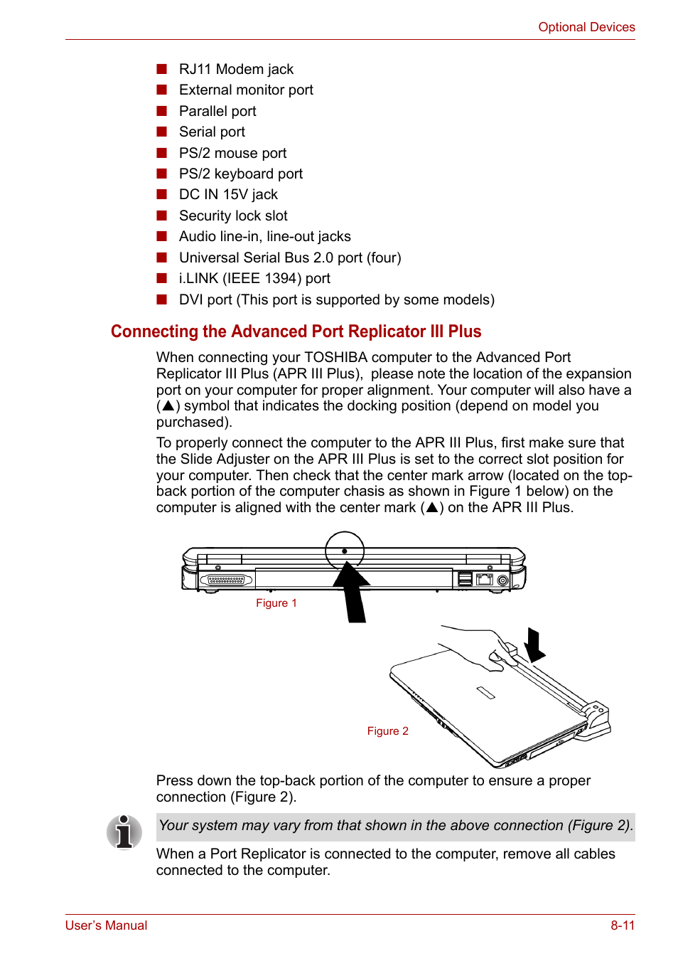 Connecting the advanced port replicator iii plus | Toshiba Tecra A7 User Manual | Page 126 / 186