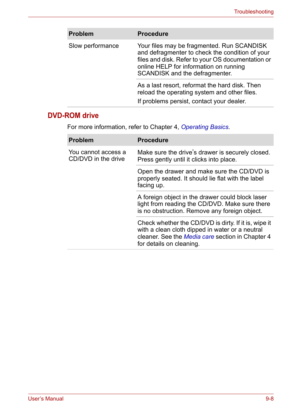 Dvd-rom drive | Toshiba Tecra A7 User Manual | Page 138 / 186