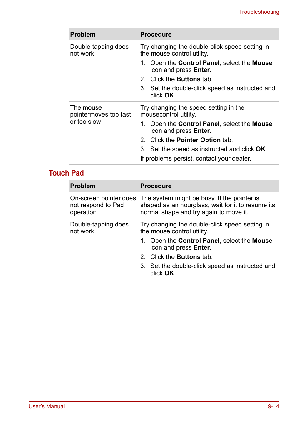 Touch pad | Toshiba Tecra A7 User Manual | Page 144 / 186