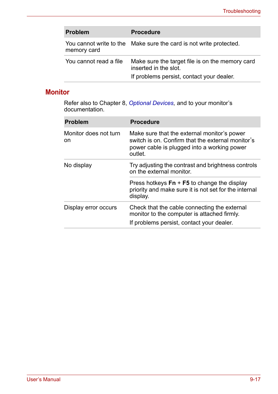 Monitor | Toshiba Tecra A7 User Manual | Page 147 / 186