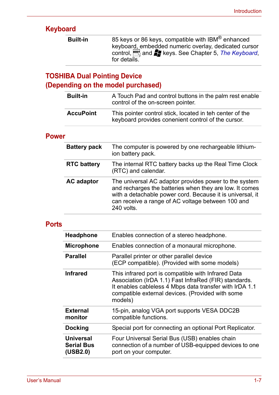 Toshiba Tecra A7 User Manual | Page 23 / 186