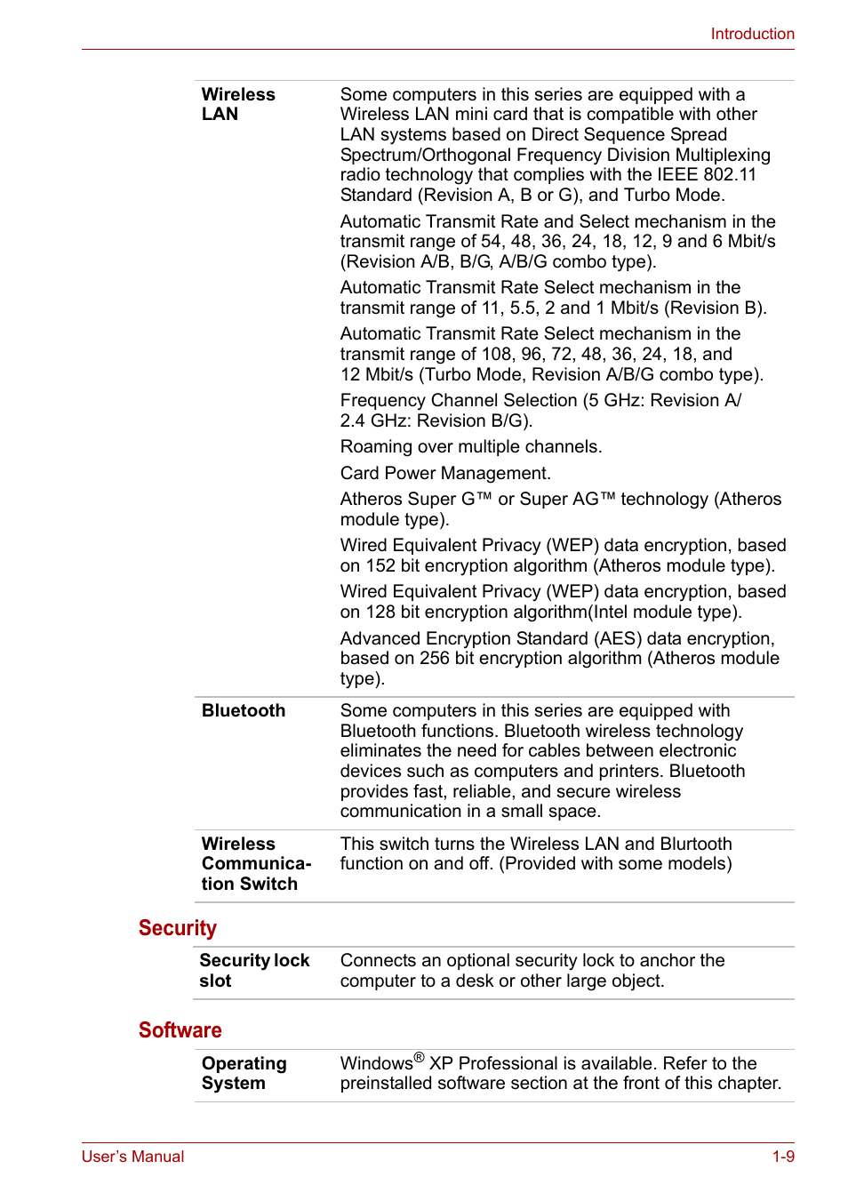 Security software | Toshiba Tecra A7 User Manual | Page 25 / 186