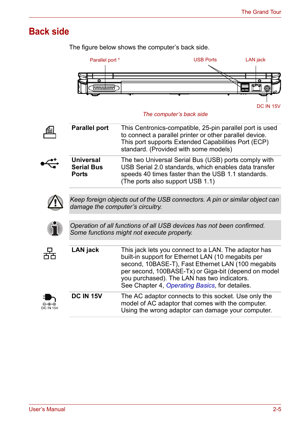 Back side, Back side -5 | Toshiba Tecra A7 User Manual | Page 35 / 186