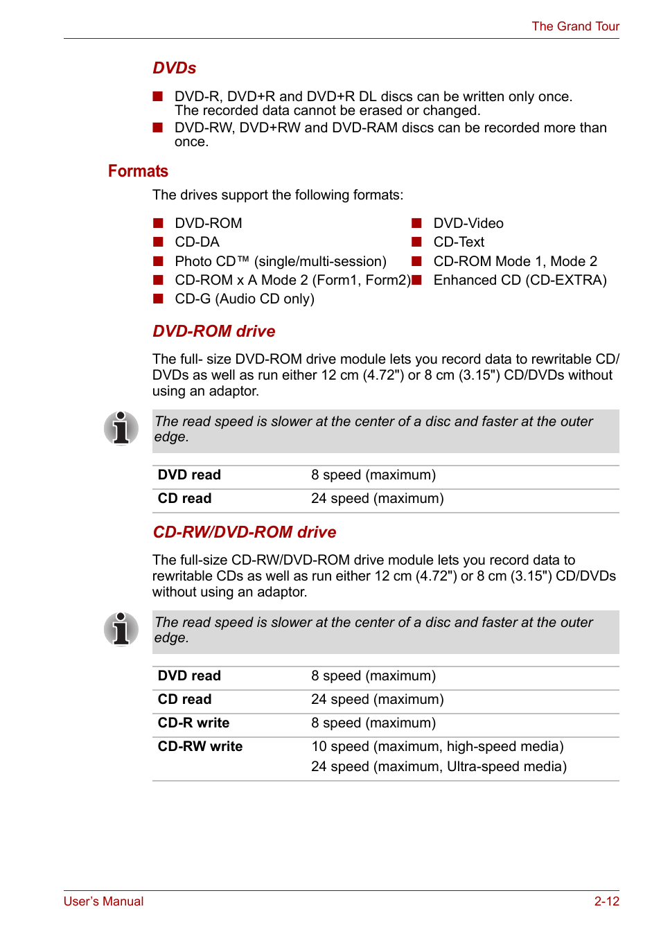 Formats | Toshiba Tecra A7 User Manual | Page 42 / 186