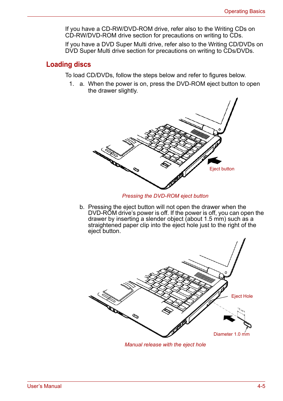 Loading discs | Toshiba Tecra A7 User Manual | Page 60 / 186