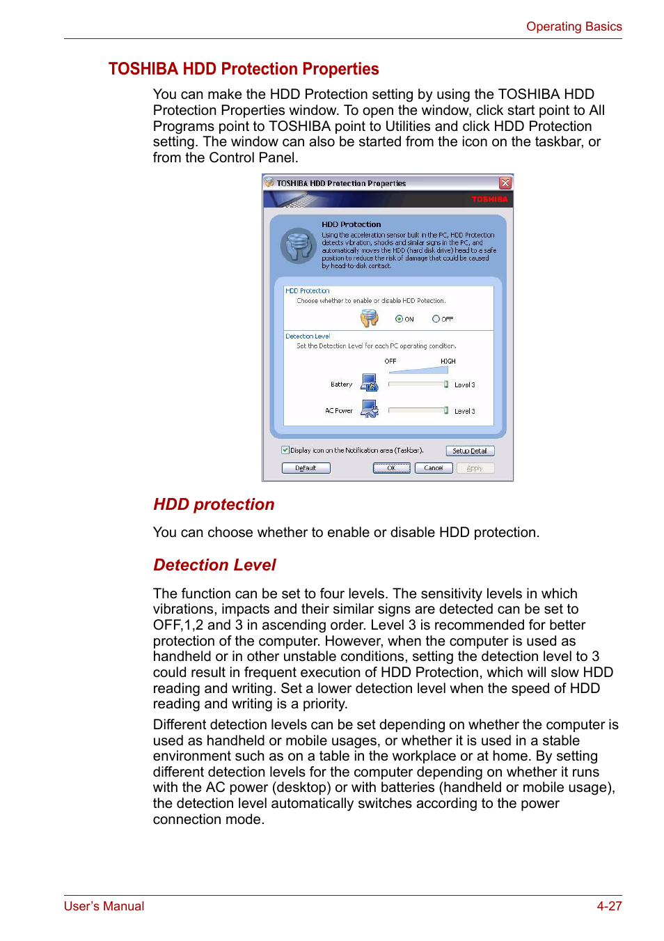 Toshiba hdd protection properties | Toshiba Tecra A7 User Manual | Page 82 / 186