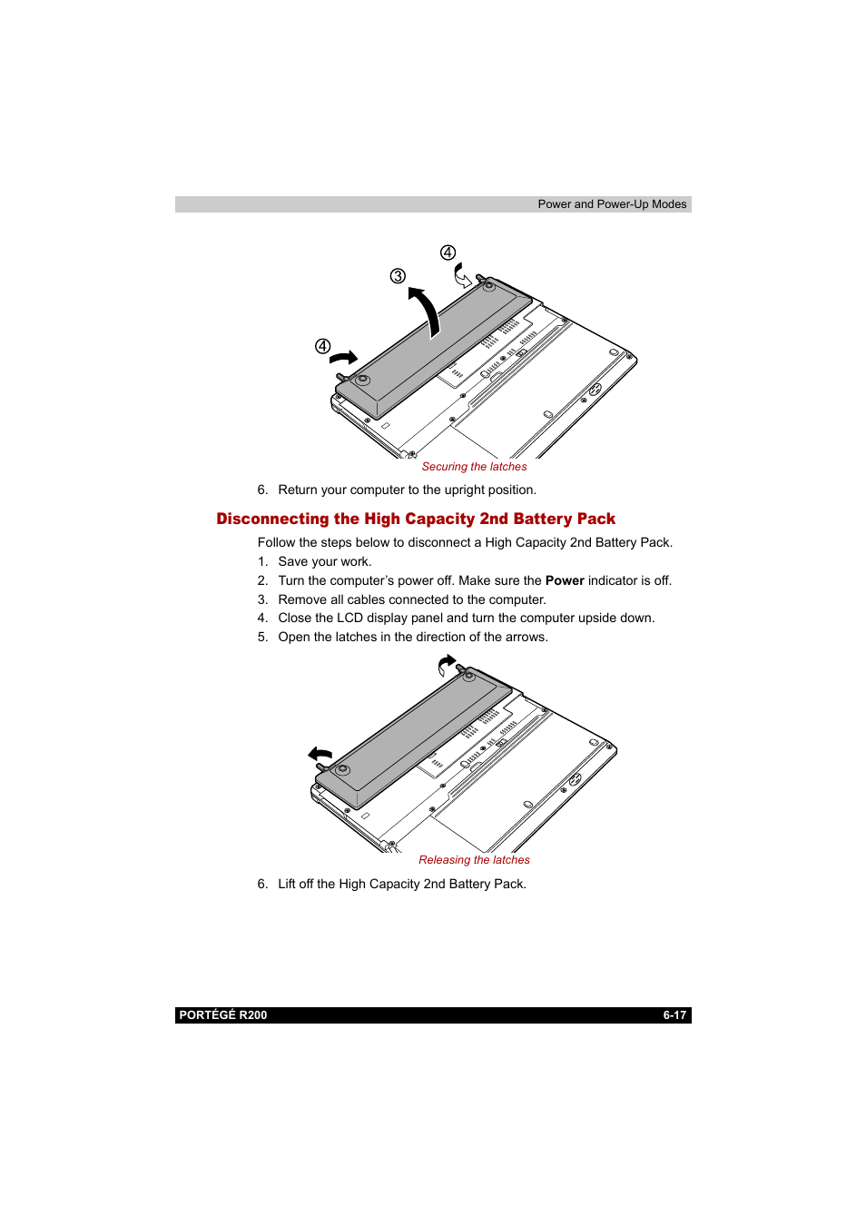 Disconnecting the high capacity 2nd battery pack | Toshiba Portege R200 (PPR20) User Manual | Page 110 / 187