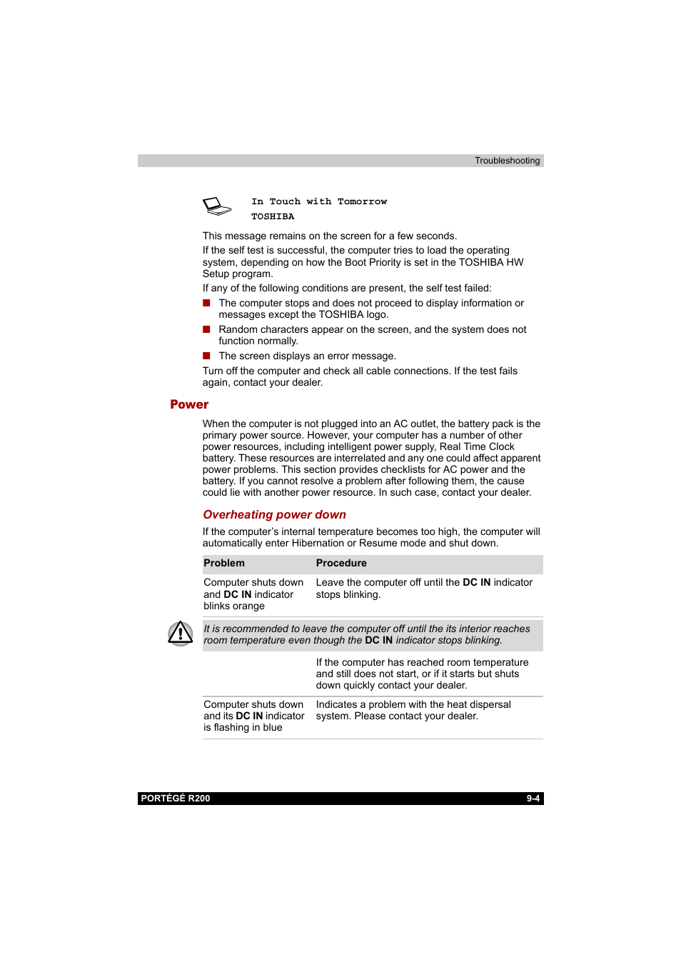 Power, Power -4 | Toshiba Portege R200 (PPR20) User Manual | Page 139 / 187