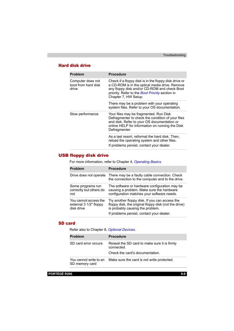 Hard disk drive, Usb floppy disk drive, Sd card | Toshiba Portege R200 (PPR20) User Manual | Page 143 / 187