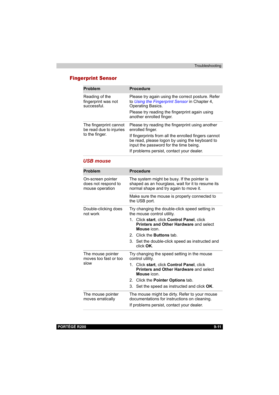 Fingerprint sensor, Fingerprint sensor -11 | Toshiba Portege R200 (PPR20) User Manual | Page 146 / 187