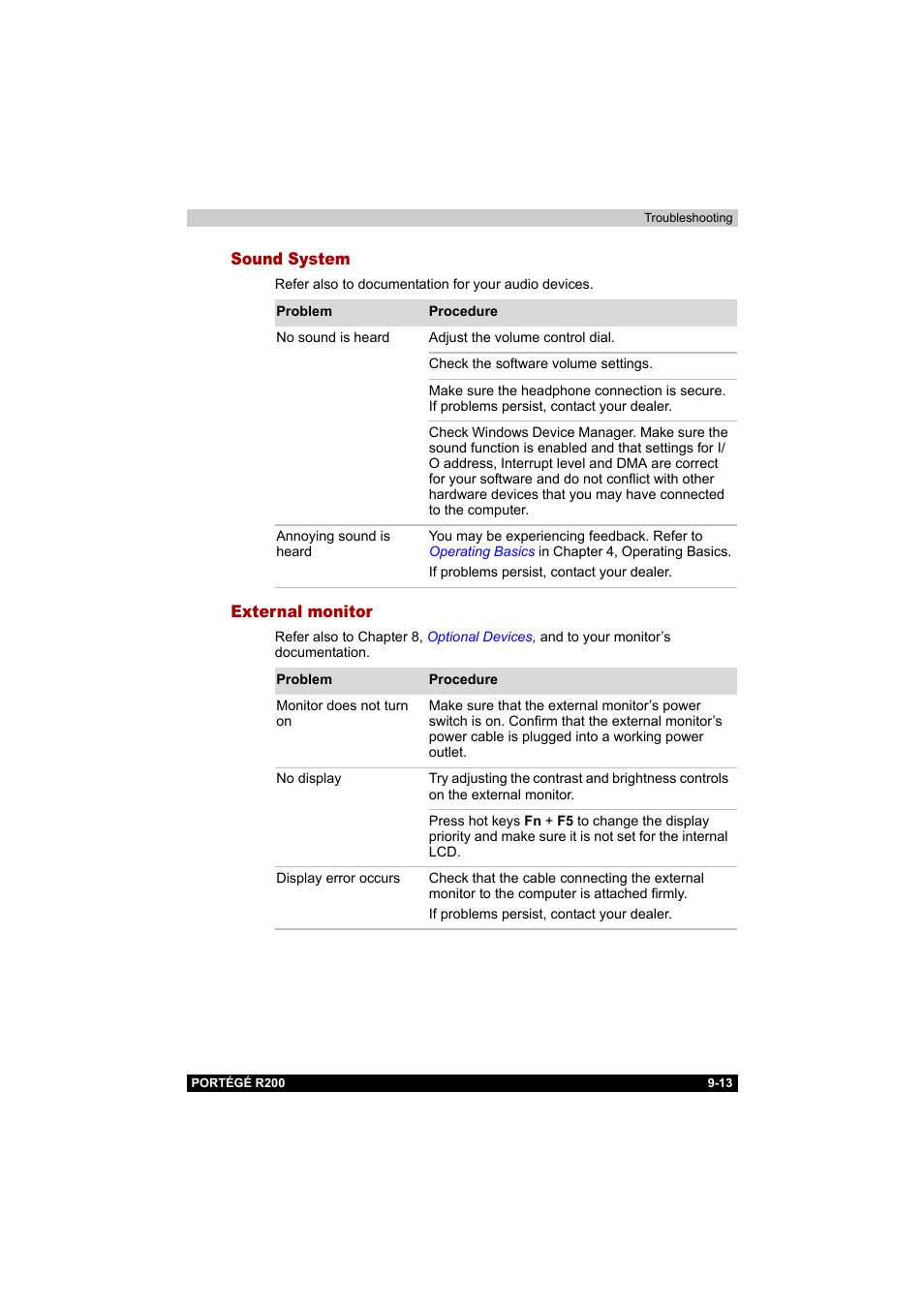 Sound system, External monitor, Sound system -13 external monitor -13 | Toshiba Portege R200 (PPR20) User Manual | Page 148 / 187