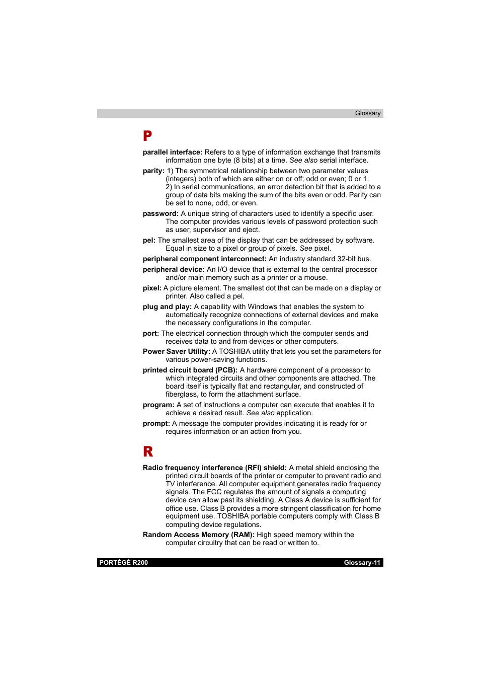 Toshiba Portege R200 (PPR20) User Manual | Page 181 / 187