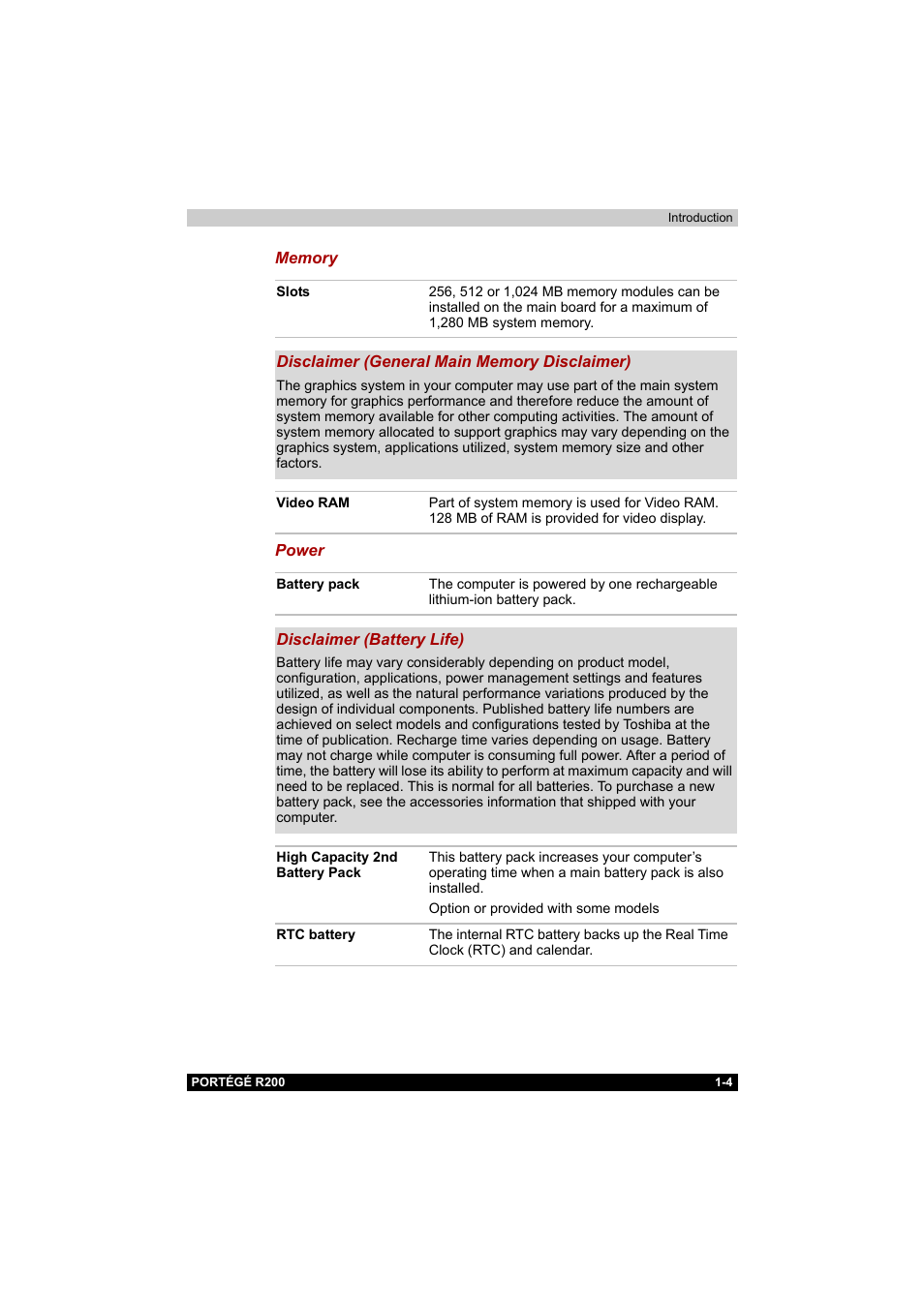Toshiba Portege R200 (PPR20) User Manual | Page 20 / 187