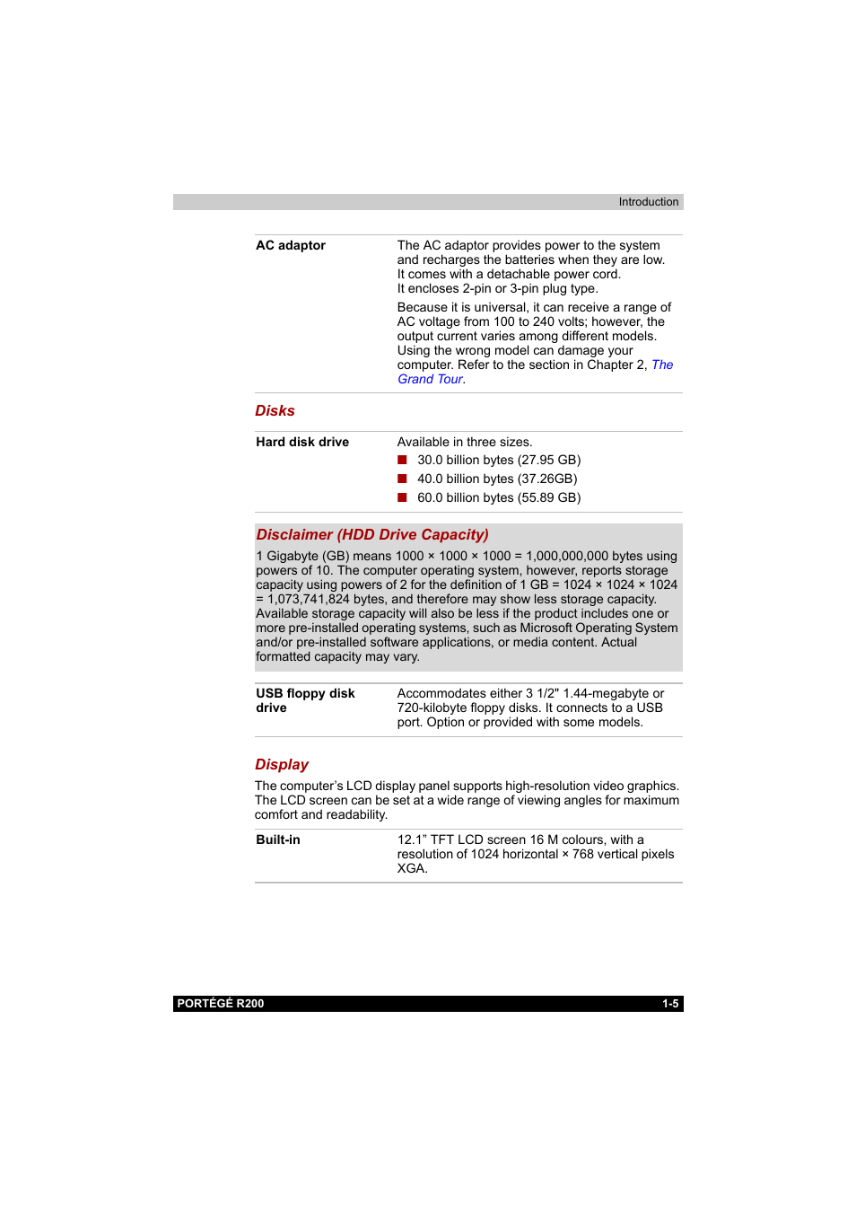 Toshiba Portege R200 (PPR20) User Manual | Page 21 / 187