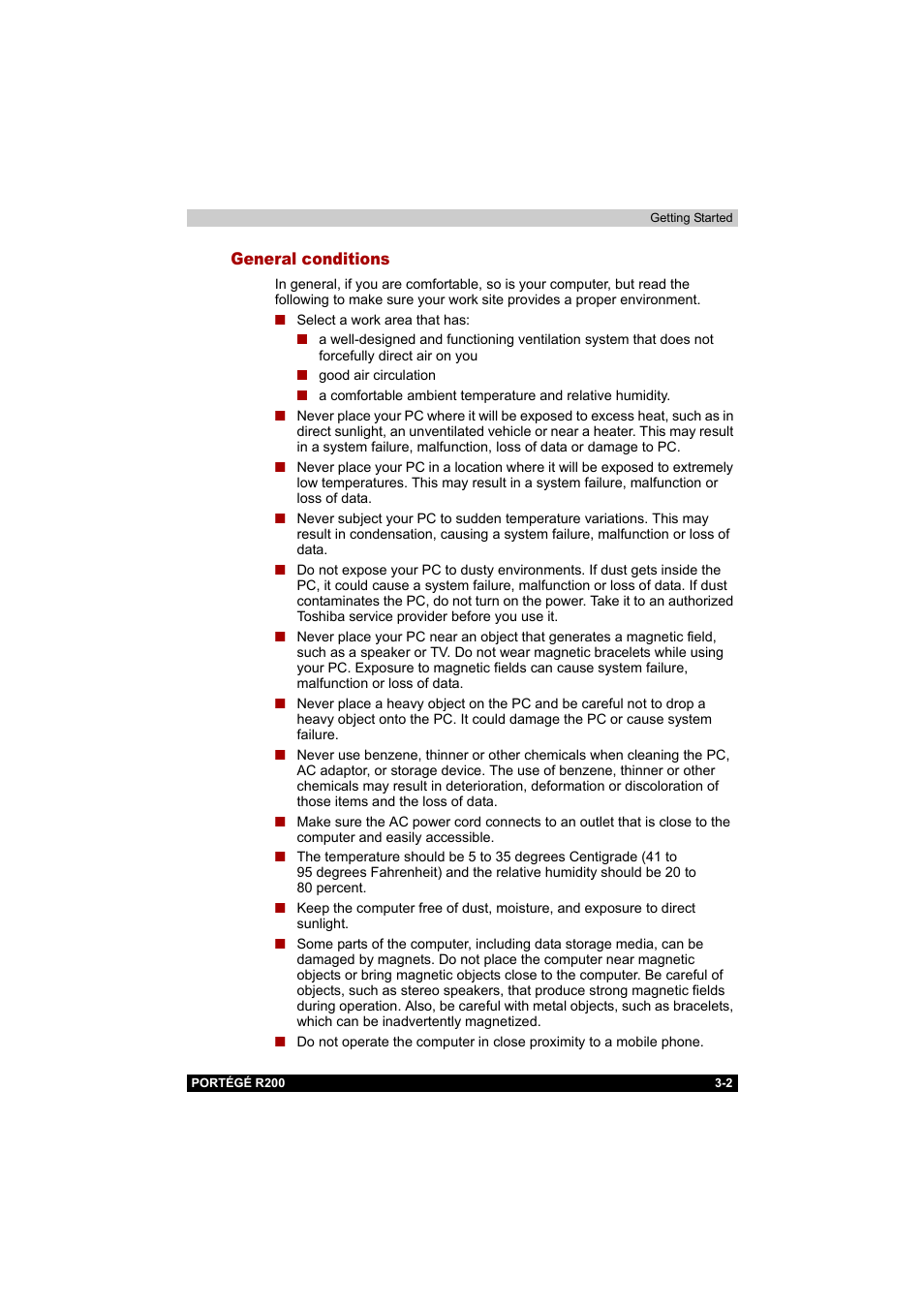 General conditions, General conditions -2 | Toshiba Portege R200 (PPR20) User Manual | Page 49 / 187
