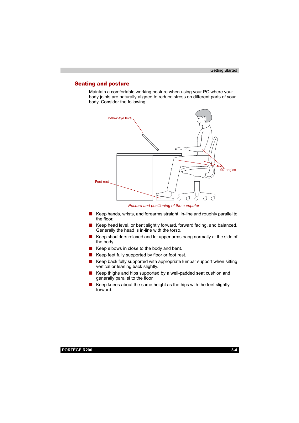 Seating and posture, Seating and posture -4 | Toshiba Portege R200 (PPR20) User Manual | Page 51 / 187
