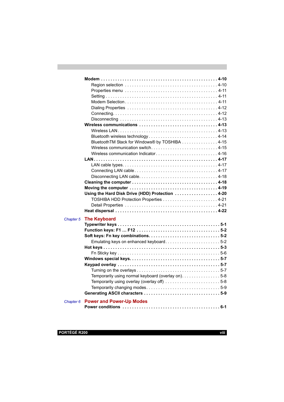 Toshiba Portege R200 (PPR20) User Manual | Page 8 / 187