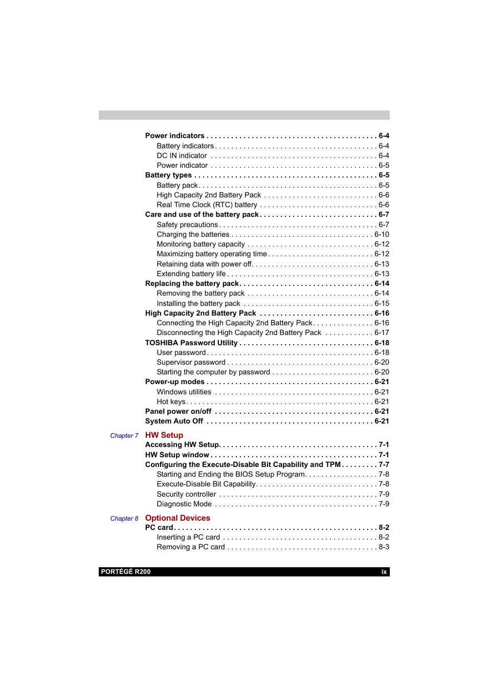 Toshiba Portege R200 (PPR20) User Manual | Page 9 / 187