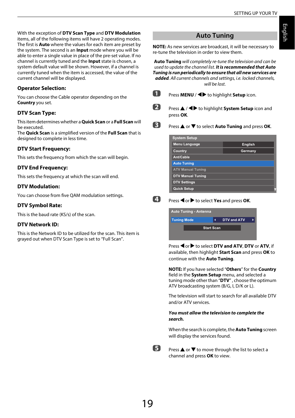 Auto tuning | Toshiba SL980 User Manual | Page 19 / 90