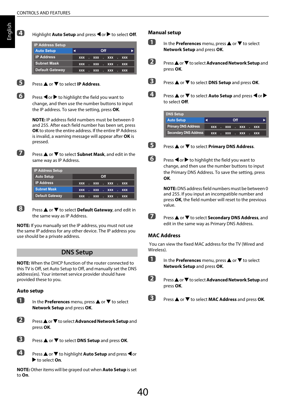 Dns setup | Toshiba SL980 User Manual | Page 40 / 90