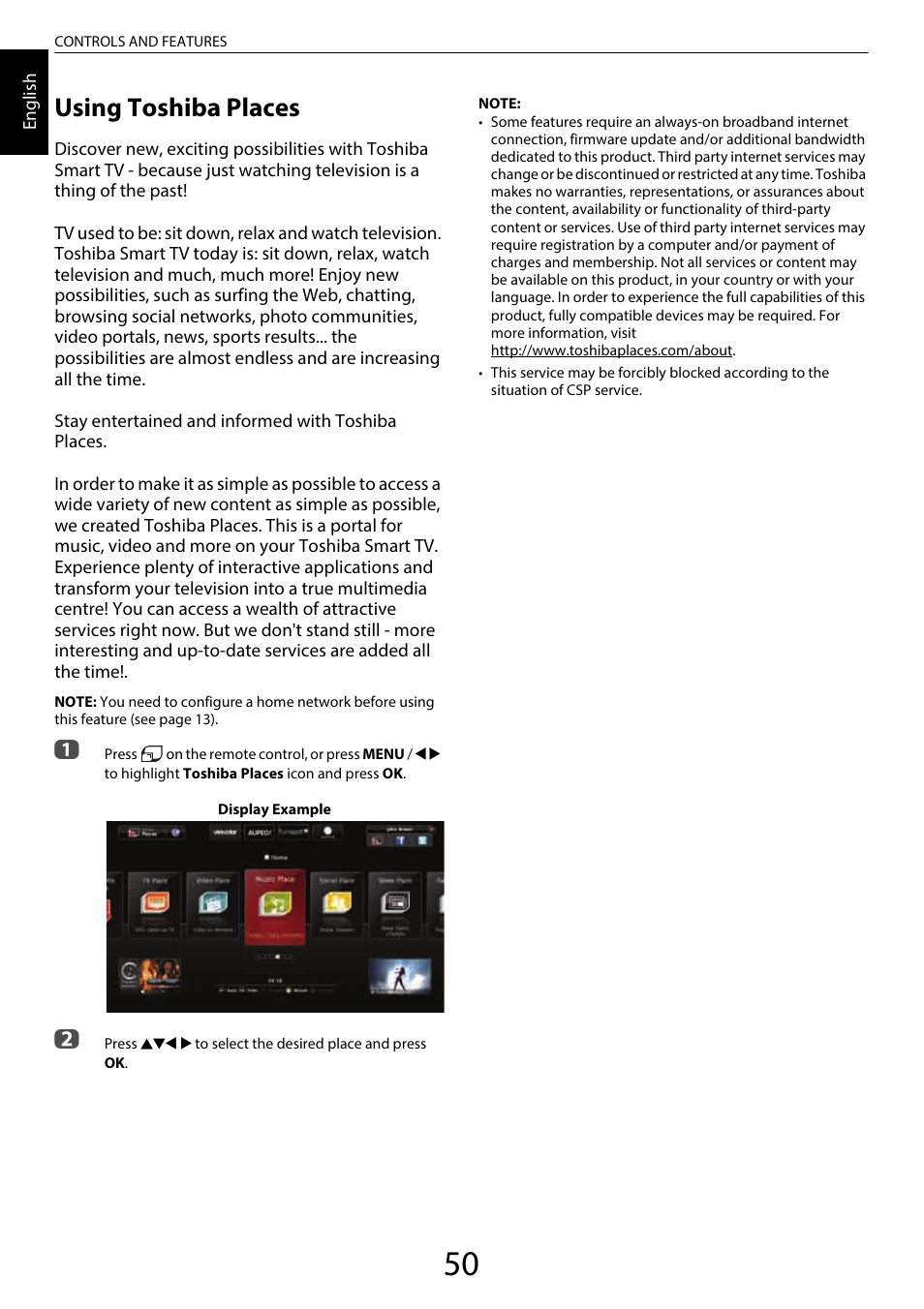 Using toshiba places | Toshiba SL980 User Manual | Page 50 / 90