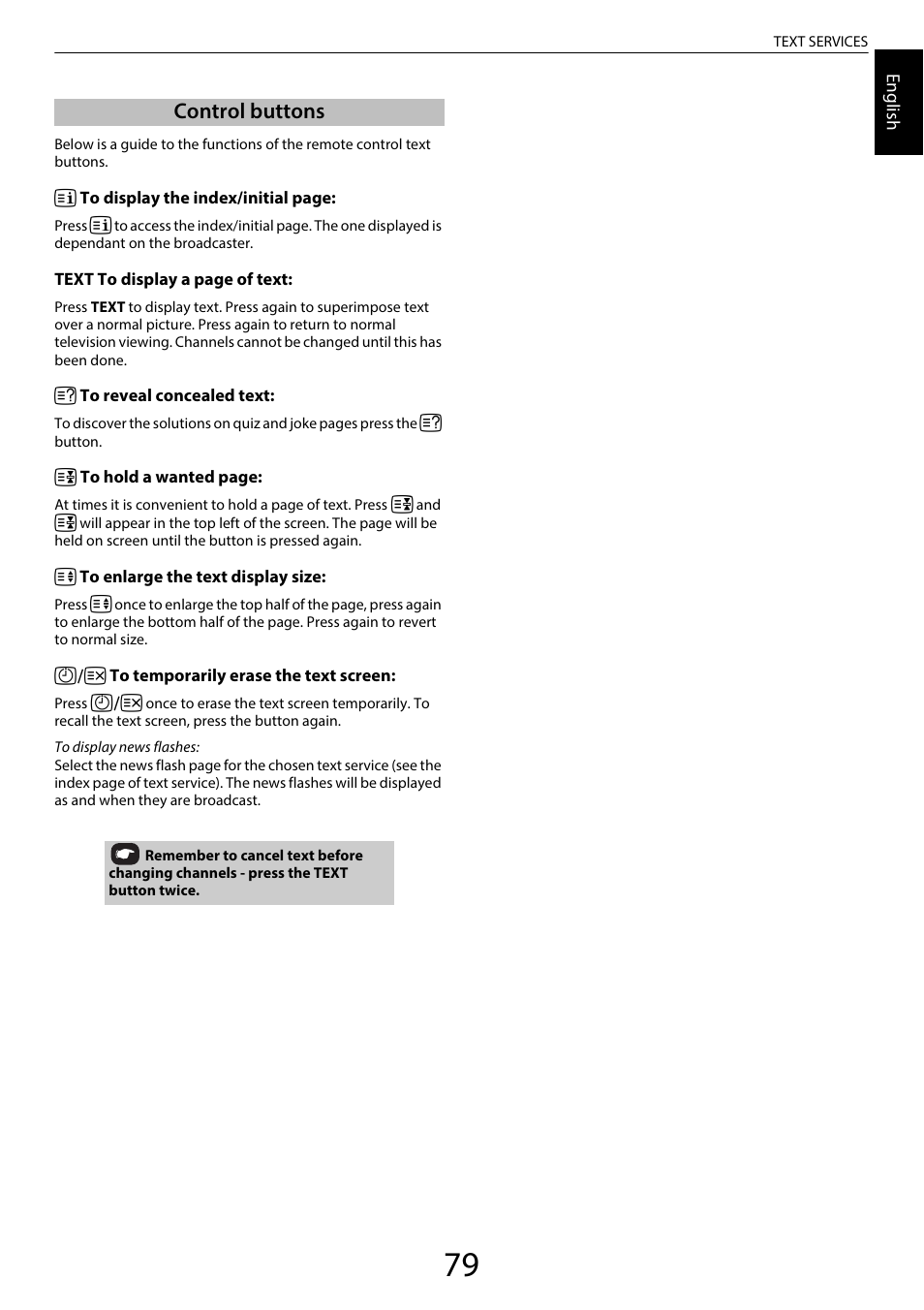 Control buttons | Toshiba SL980 User Manual | Page 79 / 90