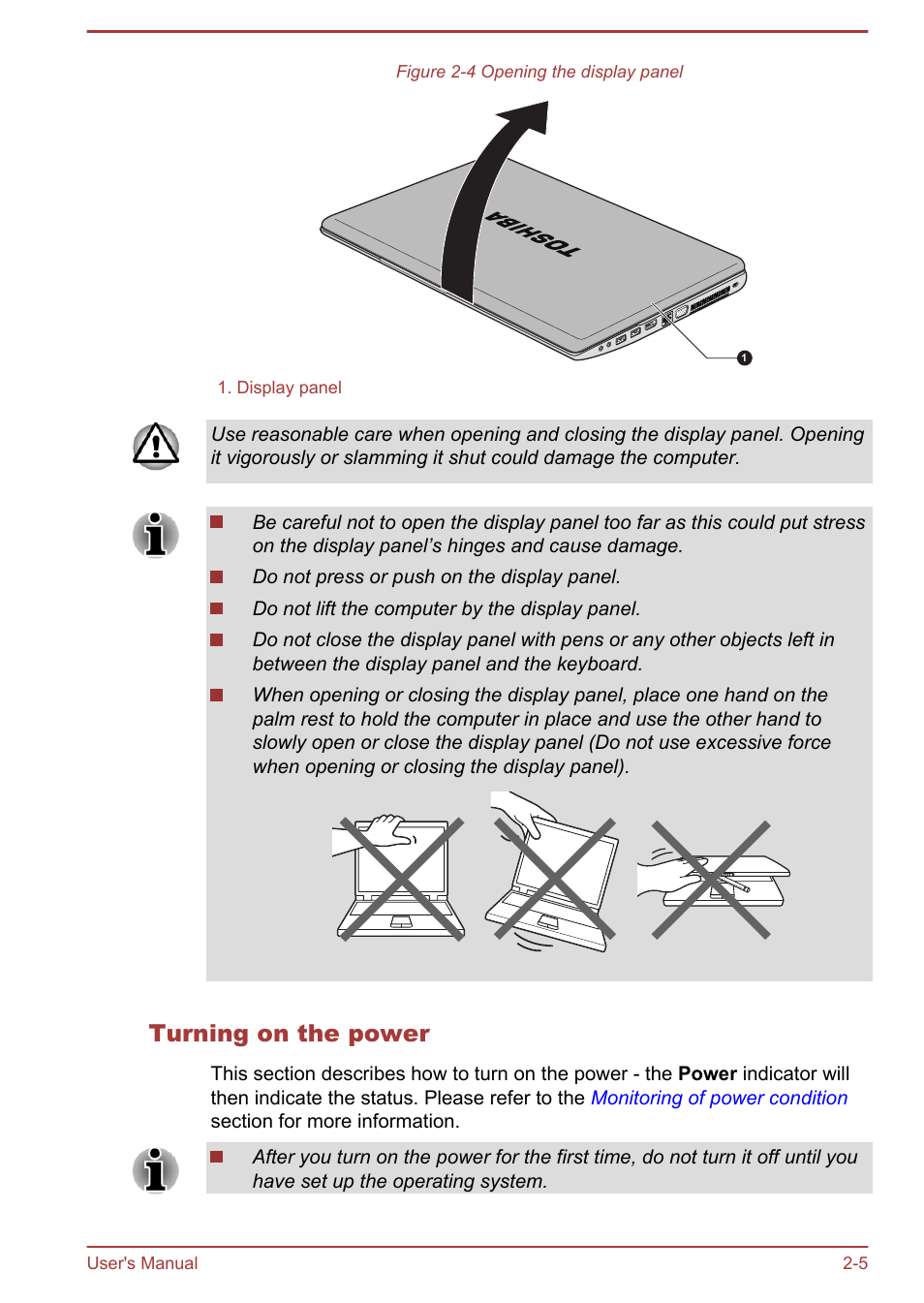 Turning on the power | Toshiba Satellite C875D User Manual | Page 34 / 138
